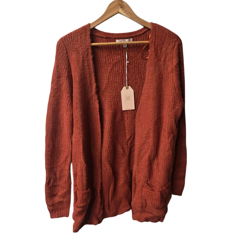 Love Tree Cardigan Rustic Orange Size Large